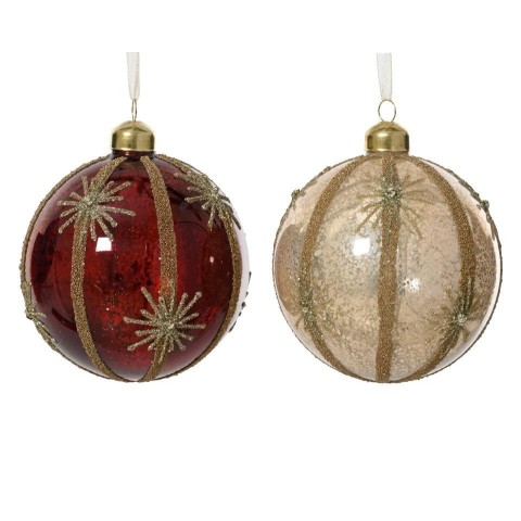 SFERA VETRO D.10CM. ROSSO E CHAMPAGNE LUCIDO 2 ASSORTITI